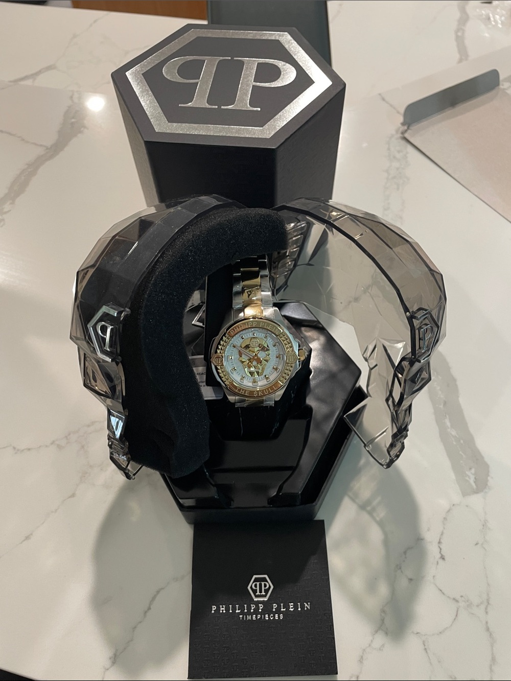 Philipp Plein Women's Two-Tone Gold and Silver Skull Dial Bracelet Watch - Picture 6 of 8